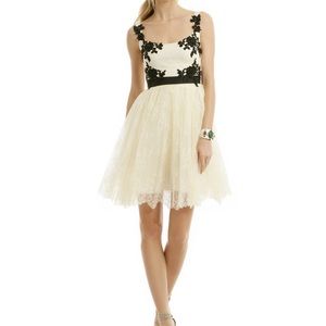 Marchesa Notte Cream and Black Dress